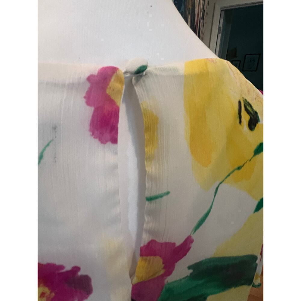 DKNY FLORAL SHORT chiffon TUNIC SUNDRESS WOMENS SIZE 12 - Picture 5 of 8